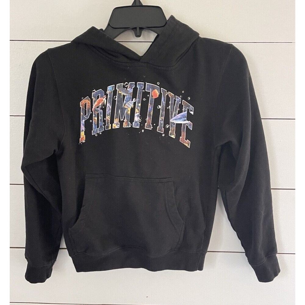 Primitive Apparel Hoodie Black/Fish Underwater Print Skateboarding Youth Small